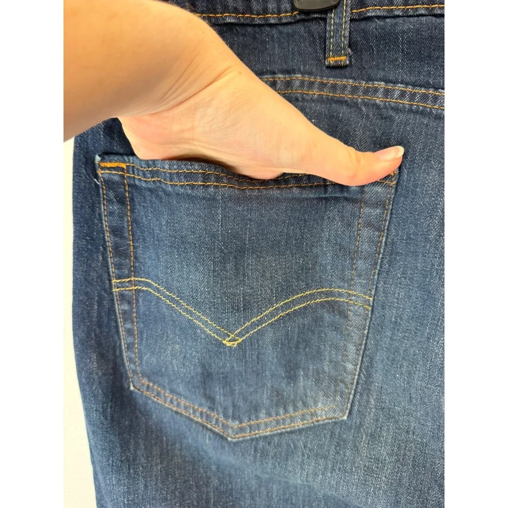 Levis 527 Slim Bootcut Jeans Mens 44x30 Dark Wash WaterLess Denim Blue 527-0539